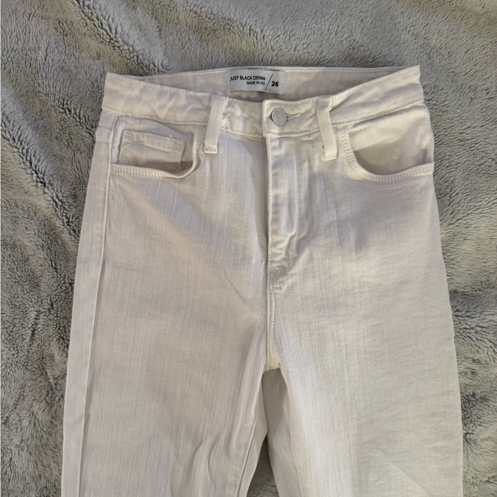 Just Black White Denim Jeans with Slit